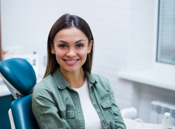 Woman smiling in dental chair