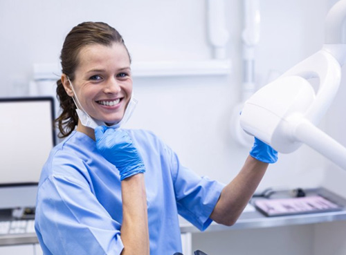 Dental hygienist smiles