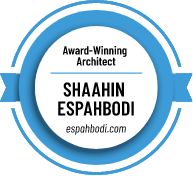 Badge that reads Award Winning Architect Shaahin Espahbodi