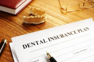 Dental insurance form on a table